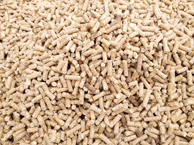 使用飼料顆粒機組加工（gōng）出來的顆粒飼料成品