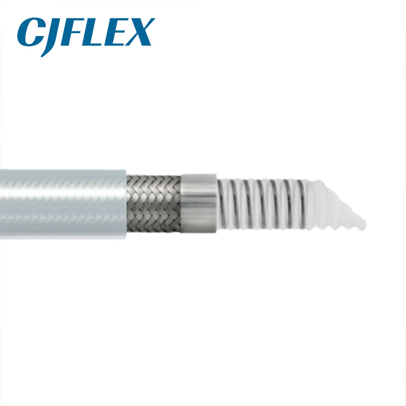 CJFLEX TCWSSI 透明矽膠包覆螺旋鋼絲增強波紋特氟龍管