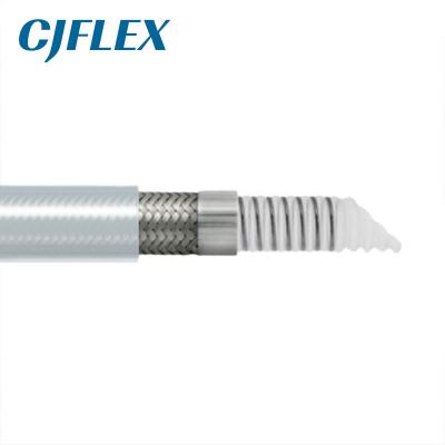 CJFLEX TCWSSI 透明矽膠（jiāo）包覆螺旋鋼絲增（zēng）強波紋特氟龍管