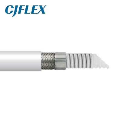 CJFLEX TCWSSW 白色矽膠包覆螺旋鋼絲（sī）增強波紋（wén）特氟龍管